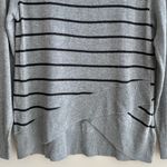 Miami Black Striped Crewneck Grey Pullover Sweater, Tulip Front, Size Medium Photo 3