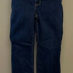Eddie Bauer Dark Wash Curvy Bootcut 5-Pocket Tan Contrast Stitching Jeans-Size 8 Photo 0