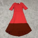 Boden Dress Womens 8 Peony Conker Wren Stretch Red ColorBlock Midi Fit N Flare Photo 1