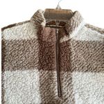 SheIn Cozy  Plaid Sherpa Fleece Pullover Sweater With Quarter Zip & Kangaroo Pock Photo 5