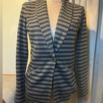 Caslon Nordstrom Women's Black / Gray Striped Long Sleeve Blazer Jacket Small Photo 0