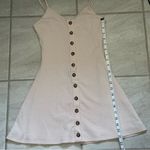 Privacy Please  Neutral Beige Ribbed Mini Dress with Tortoise Buttons Size XXS Photo 12