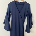 Banana Republic Navy Wrap Dress with Ruffled Bell Sleeves size XS NWOT Photo 3