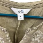 Croft & Barrow Linen Blend Split Neck Tan Croft Barrow Floral Embroidered Sleeveless Dress M Photo 11