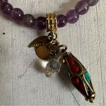 Amethyst stretchy charm bracelet with Indian beads Photo 7