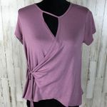 H.I.P. Wrap Top Short Sleeve Shirt Blouse Tee Purple Photo 5