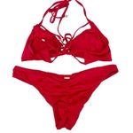 Beach Bunny Red Scrunch Butt Bikini Bathing Suit Sz M Photo 4