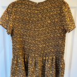 Madewell  Floral Smocked Peplum Blouse - Brown and Yellow Size Medium Photo 7