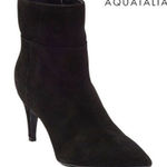 Aquatalia $475 Marabella Suede Bootie Black POINTY TOE STILETTO SOCK 8.5 Photo 0