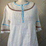 Love Sam Abigail Embroidered Peasant Top in White Photo 5