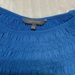 Daisy Fuentes Blue Babydoll Smocked Neck Off-Shoulder Top Large Photo 5