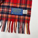Pendleton Vintage 70s  Wool Plaid Scarf Unisex Red Taran Winter Preppy Photo 2