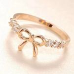 Dainty jewelry silver Bow crystal ring Photo 1
