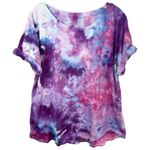 Maurice's  XL Top Handmade Tie Dye Purple Pink‎ Blue Short Sleeve Boho Hippie 1041 Photo 1