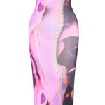 Pretty Little Thing  SHAPE PINK ABSTRACT PRINT SLINKY SPAGHETTI STRAP MIDI DRESS Photo 1