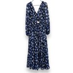 Monique Lhuillier RTR ML Melanie Black White & Blue Floral Maxi Dress Sz 0 Photo 4