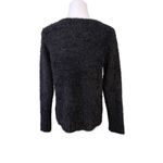 New Directions Petite Black Curly Zip Cardigan Sweater‎ MEDIUM Chunky Knit Furry Size undefined Photo 2
