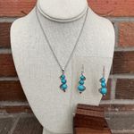 Stacked Turquoise Circle Necklace and Earring Set Silver Photo 1