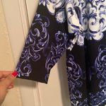 Charter Club Blue and White Fleur di Lis FilagreeTop Photo 3