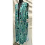 LuLaRoe  Turqoiuse Heart Flower‎ Sleeveless Duster Size L Side Slit NWT Photo 2