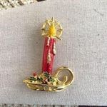 Vintage Christmas Candle Brooch Photo 0