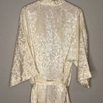 Lord & Taylor Robe Womens Ivory Satin Jacquard Floral Belted Bridal XL READ SIZE Photo 6