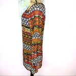 Voll Off The Shoulder Multi Print Shift Dress Split Handkerchief Sleeve Small Orange Photo 5