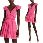 Love Shack Fancy  Ivella Mini Dress Size Small Pink Smocked Ruffle Cotton Photo 2