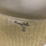 Honey Belle Womens Sweater Cold Shoulder Long Sleeve Ribbed Knit Ivory M/L Photo 2