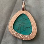 Faux Turquoise Oblong Large Necklace Pendant 3” H X 2.5” W Southwestern Western Green Photo 2