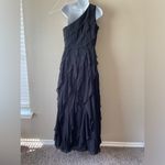 Carmen Marc Valvo ONE-SHOULDER Cascading Flouncy Dress in Black Photo 2