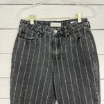 PacSun Women's Stripe Mom Jean Size 27 High Waist Crop Denim Black Fade Wash Photo 2