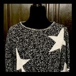SheIn Black & White Oversized longsleeves Stars Sweater w/ bag - Size Large Photo 3