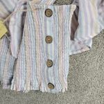 Vintage Havana Crop Top Womens Large Multicolor Stripe Smocked V Neck Button NWT Photo 3