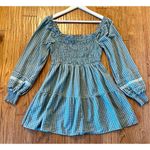 American Eagle  green plaid smocked bust long sleeve dress small Photo 10