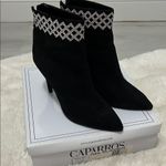 Caparros  Black Suede Rhinestone Elle Ankle Booties Photo 0