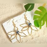 None Flower Textured Earrings with Faux pearl new Photo 0