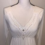 Avenue of the Stars beautiful beaded diamond sheer long sleeve blouse White Size L Photo 1