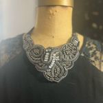 J for Justify Black lace back sheer dress and statement necklace Photo 3