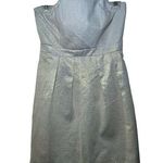 Shoshanna Metallic Gold Striped Strapless Lined Dress Photo 0