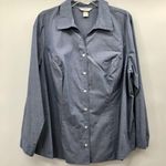 cj banks Blouse Womens 1X Used Blue V-Neck Button Front Photo 0