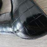 Liz Claiborne Black Croc Embossed Block Chunky Heel Loafer Gold Womens Size 8 Photo 12