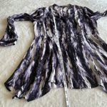 Vera Wang Simply  Tie Dye Abstract Print Blouse Womens S Purple‎ Handkerchief Hem Photo 6