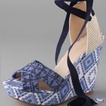 Theodora & Callum by Stuart Weitzman Biarritz Blue Aztec Espadrille Wedges Sz 10 Photo 1