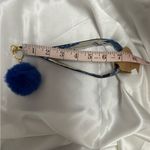 Handmade  Blue and White Butterfly Wristlet Keychain with Blue Pompom Photo 1