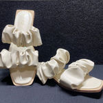 Circus by Sam Edelman Circus NY Cream‎ Strap Gathered Flat Sandals Size 8.5 Logo Square Platform Photo 0