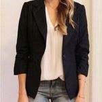 Nordstrom Doki Geki Ruched 3/4 Sleeve Boyfriend Blazer Black Work Button Coat Jacket S Photo 1