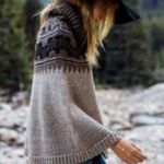 American Eagle Oatmeal Brown Black Nordic Fair Isle Acrylic WOOL Poncho Sweater Photo 0