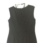 Cache  Day Dress Lined Stretch Sz 12 Dark Gray pLeather Trim Jersey Knit Photo 3