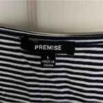 Premise  Nautical Tee Striped with Lace up style at neckline Large Navy & White Photo 2